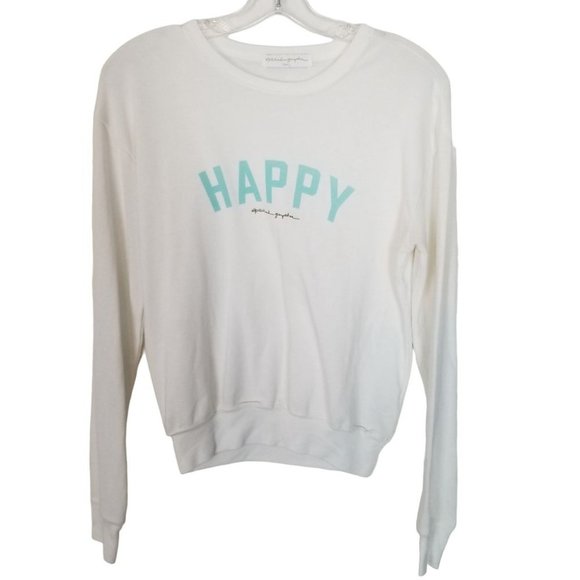 Spiritual Gangster Womens S Ivory Soft Hacci Happy - Picture 2 of 10